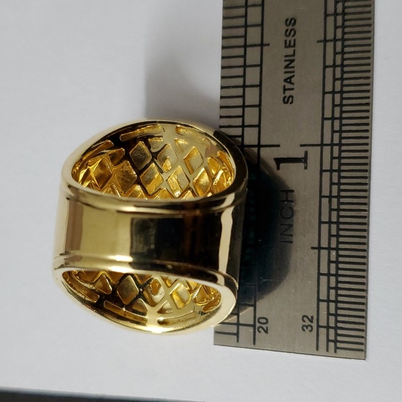 Sterling Silver 925 Gold Art Deco Ring - Picture 4 of 9